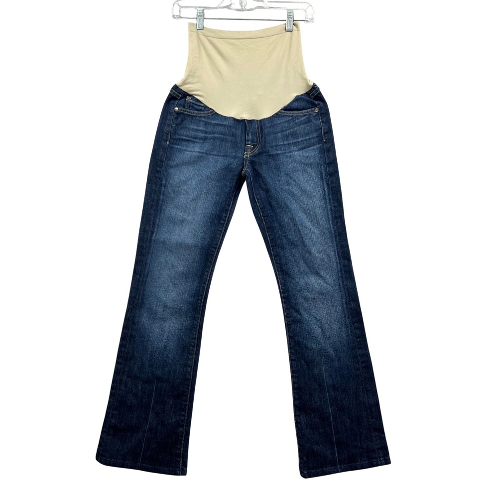 7 For All Mankind Maternity Dark Wash Blue Jeans with Cream Panel